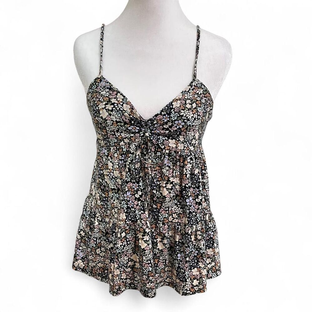 Floral print babydoll top